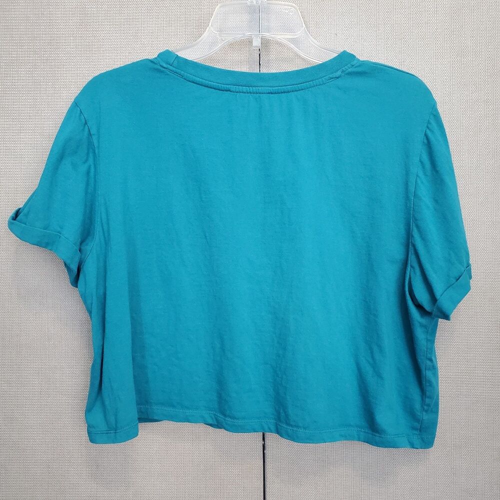 Love Peace & Lazy Days Teal Yellowstone Park Cropped T-Shirt Size Large - Picture 5 of 7